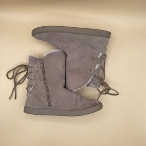 Koolaburra by UGG Women's Suede Shearling Boots Gray Lace Back Size 6